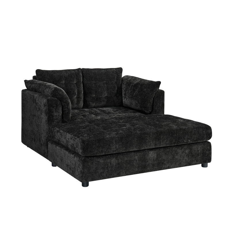 Chaise longue d'intérieur 67 po en chenille, Noir