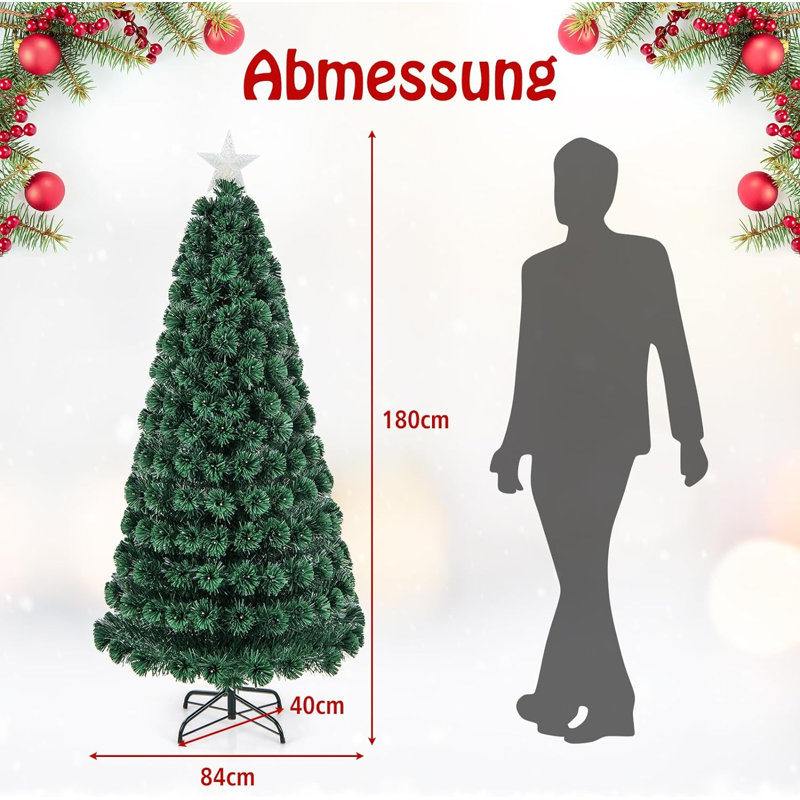 Lighted Artificial Pine Christmas Tree, 180cm H