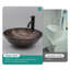 Lavabo de salle de bain vasque en verre trempé artistique avec robinet noir et drain escamotable, meuble-lavabo en verre trempé ovale brun texturé