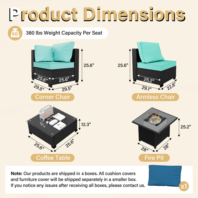 𝗡𝗼-𝗔𝘀𝘀𝗲𝗺𝗯𝗹𝘆 𝗖𝗵𝗮𝗶𝗿𝘀, Ensemble de conversation modulaire d'extérieur en osier pour 6 personnes avec conversation