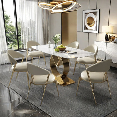 Nordic style luxury rectangular dining table sets