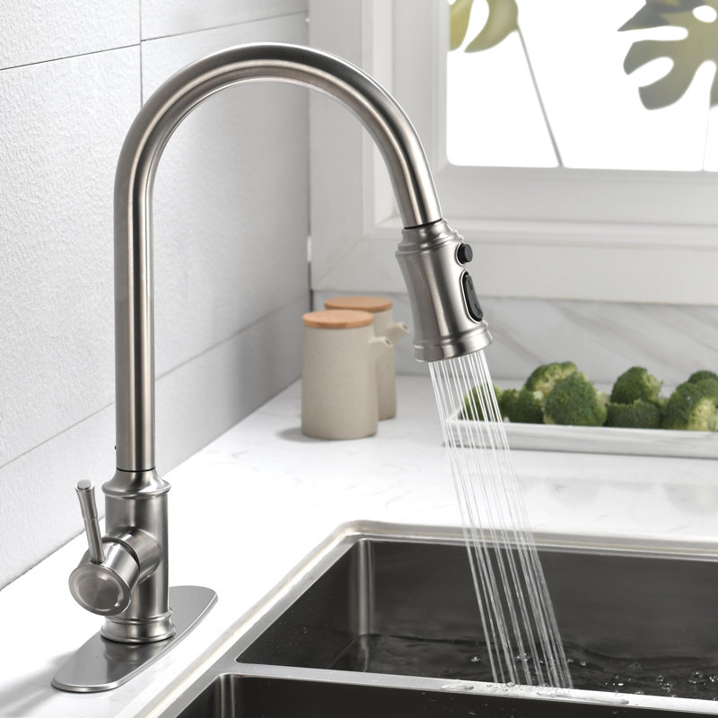 KISRAIS Pull Down Kitchen Faucet, Brushed Nickel