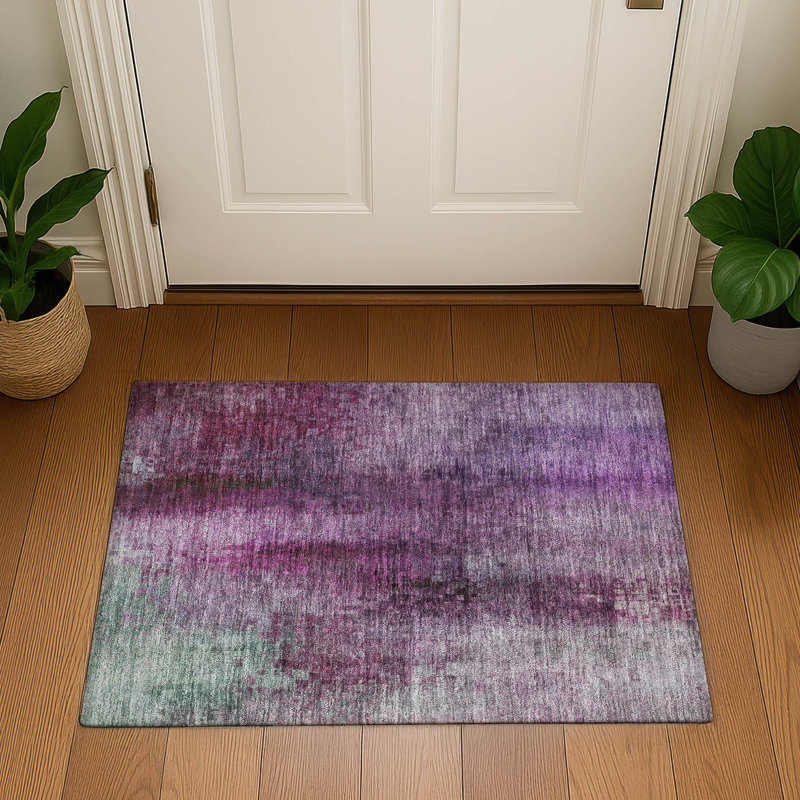 Premium Machine Washable Mayfield AMF2241 Abstract Rug, 1'8" x 2'6", Purple