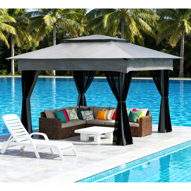 Pavillon de jardin pliable facile à installer, abri de jardin escamotable avec filet à fermeture éclair, sac de transport
