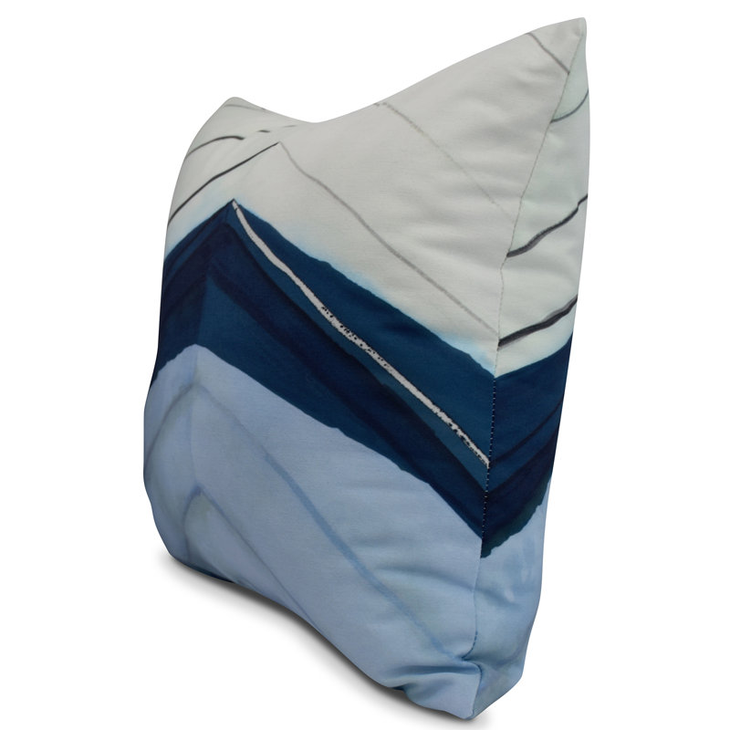 Nantucket Boat Bow Center Print Outdoor Square Pillow Cover & Insert, Blue, 16" x 16"