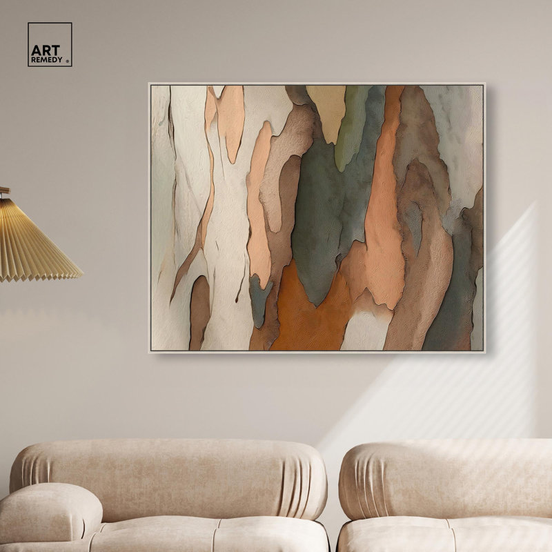 Impression sur toile Bark Layers par Art Remedy, cadre argenté, 45 x 36, H 37 po x l 46 po, Cadre argenté