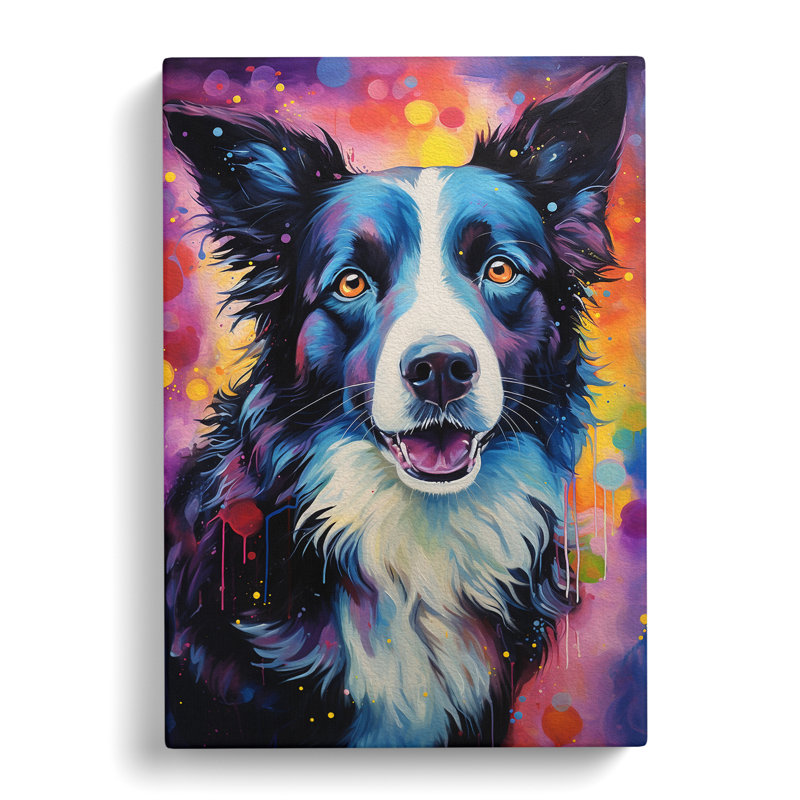Border Collie Abstract - Wrapped Canvas, 50cm H x 35cm W x 3cm D