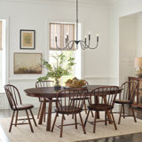 Hudson Valley 6 - Person Extendable Walnut Solid Wood Dining Set