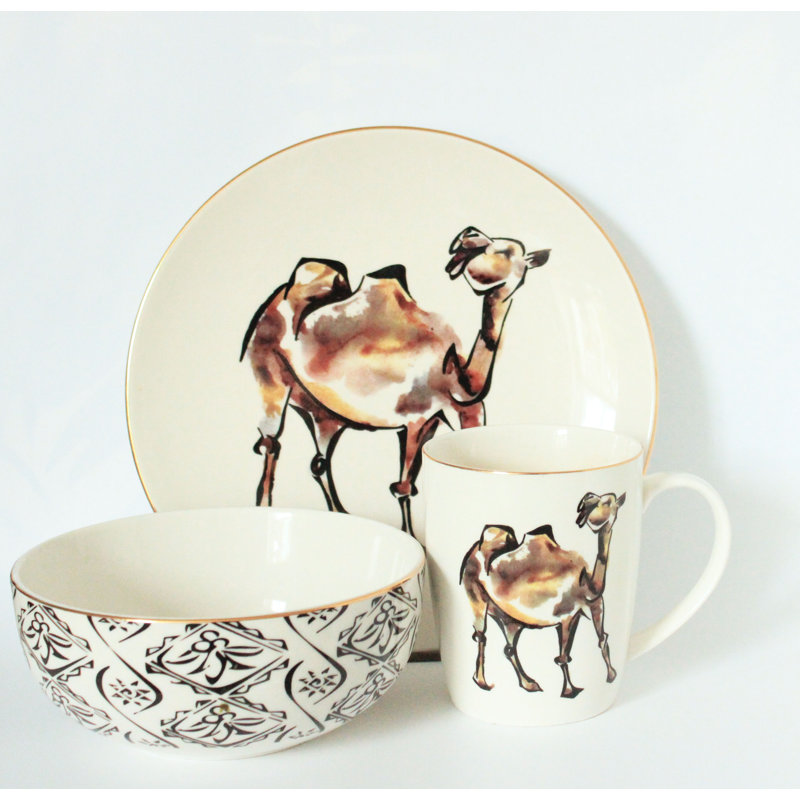 Janell 12 Piece Porcelain China Dinnerware Set - Service for 4