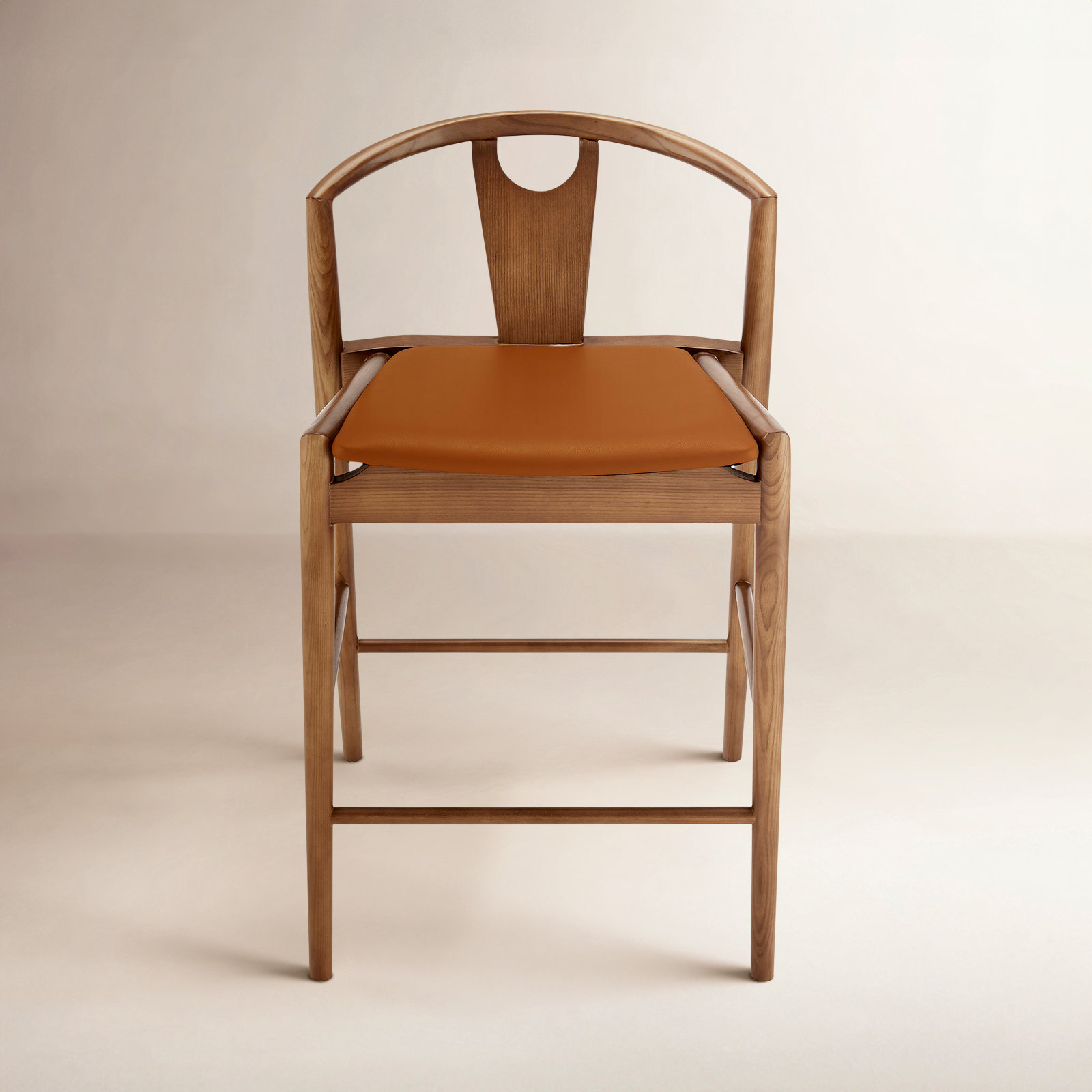 Ambra Vegan Leather Counter Stool, Dark Tan/Brown