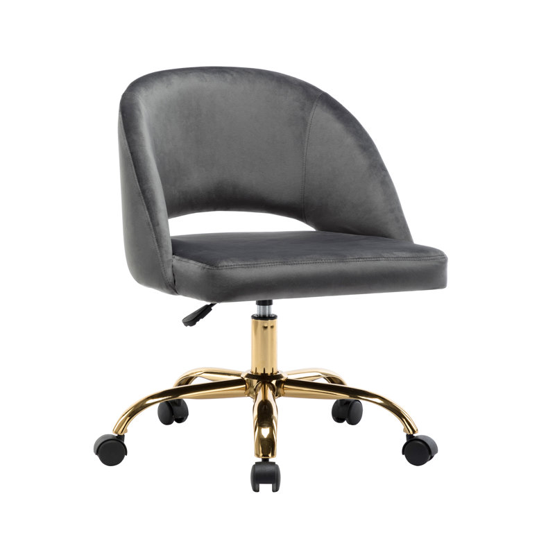 Shauna Velvet Office Chair, Grey