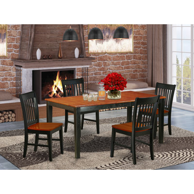 Trafecanty 5 - Piece Extendable Rubberwood Solid Wood Dining Set
