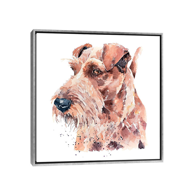 «Irish Terrier Pride» par EdsWatercolours - impression, Toile avec cadre argenté, Pas de tapis, H 26 po x l 26 po x P 1,5 po