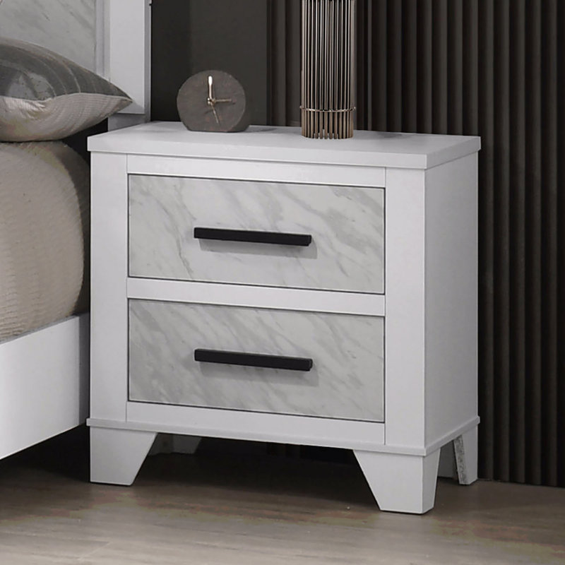 Table de chevet blanche 1Pc avec poignées de bar noires et table de chevet