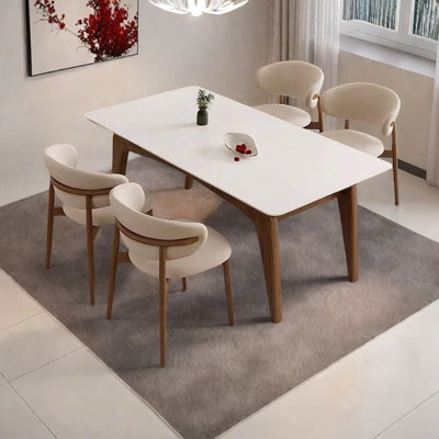 Nordic modern white rock plate dining table
