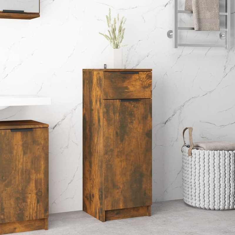 Latitude Run® Bathroom Cabinet Smoked Oak 12.6"X13.4"X35.4" Engineered Wood, Smoked Oak