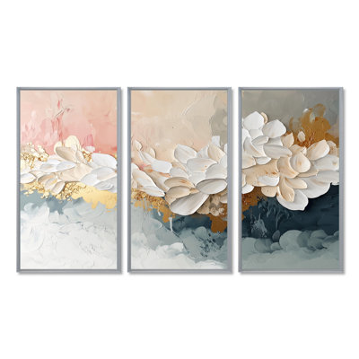 «White Brushstroke Abstract Paint II», ensemble de reproductions d'art murales abstraites
