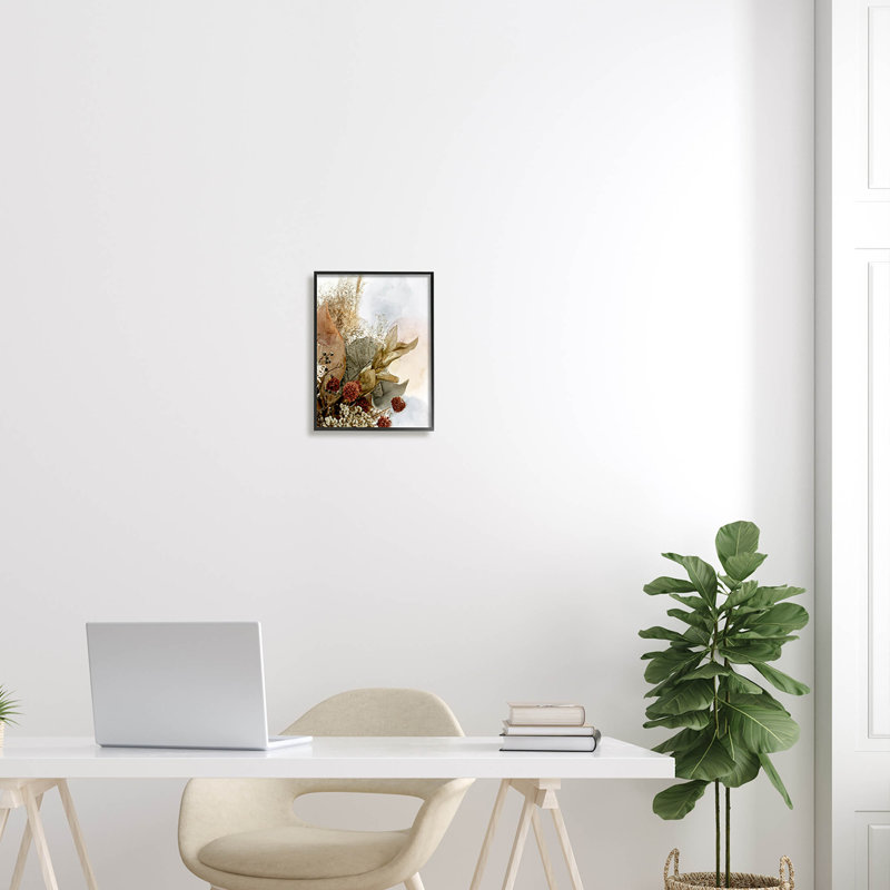 Arrangement giclée rétro par Herbal, Giclée encadrée noir minuit, H 14 po x l 11 po x P 1,5 po