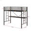 Lit mezzanine simple en métal avec bureau, prise de courant et éclairage à DEL, garde de sécurité et échelle, aucun sommier nécessaire