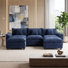 Canapé d'angle modulaire en chenille de 112,5 pouces de large avec 2 poufs