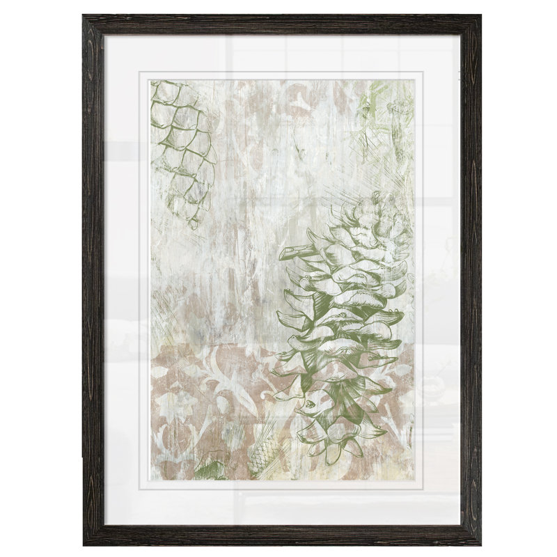 " Pinecone Fresco II " by Paul Cezanne, 24" H x 18" W x 1.25" D, Ebony Paper Framed