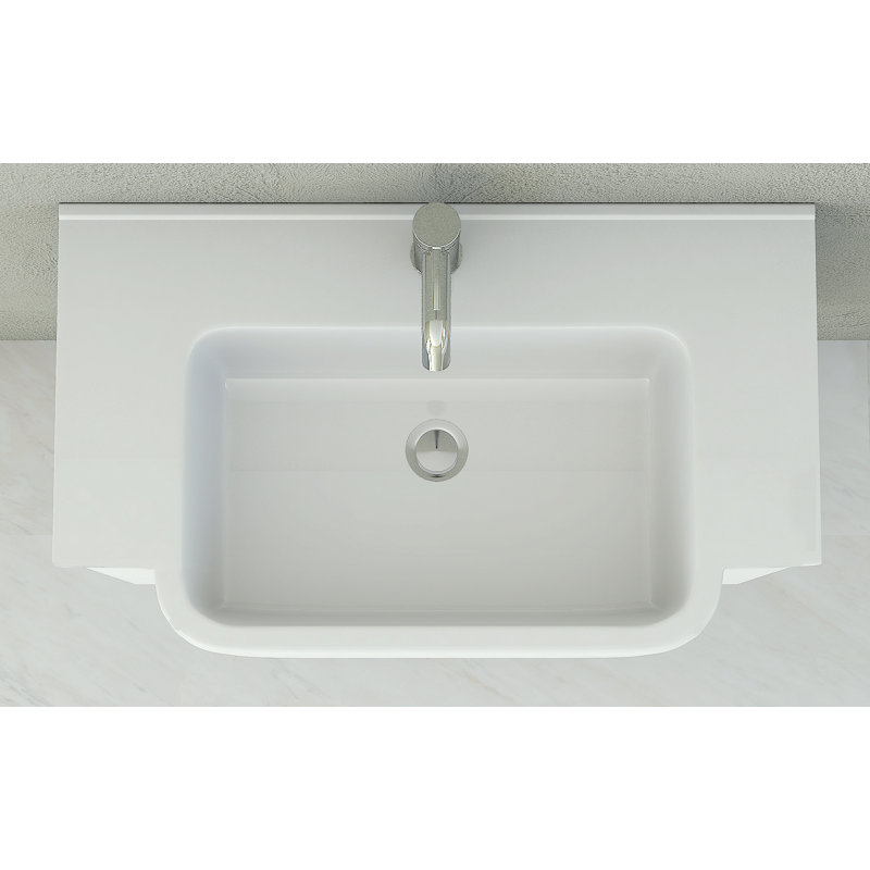 Lavabo de salle de bain rectangulaire à insertion en résine Herwarth