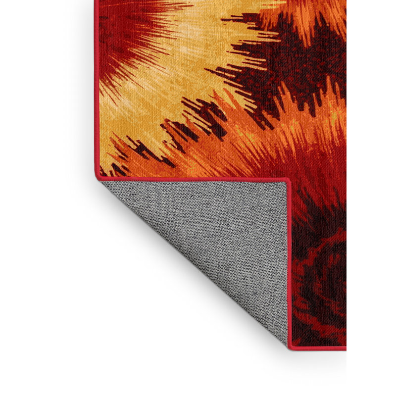 Tapis rouge lavable à la machine, Rond 8 pi
