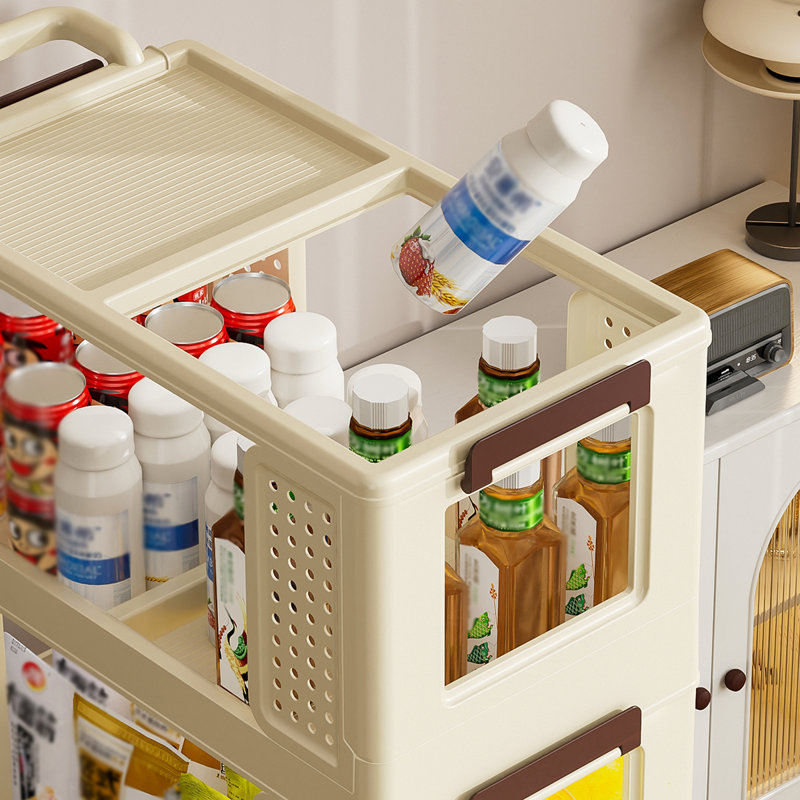 3-Tier Kitchen Storage Cart,Multifunction Utility Rolling Storage Organizer
