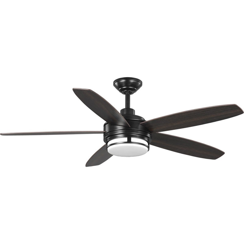 Albin 54'' Ceiling Fan with LED Lights, Black with Dark Brown Blades