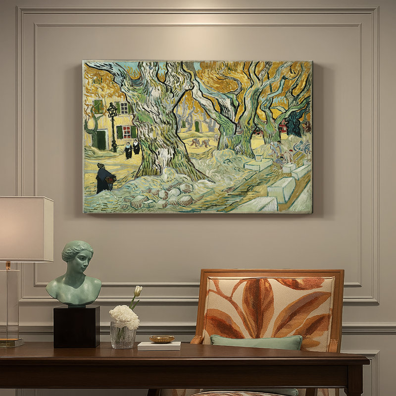 Les grands platanes (Road Mender à Saint-Remy) - Vincent van Gogh - Toile tendue avec châssis - 1889, 24 x 36