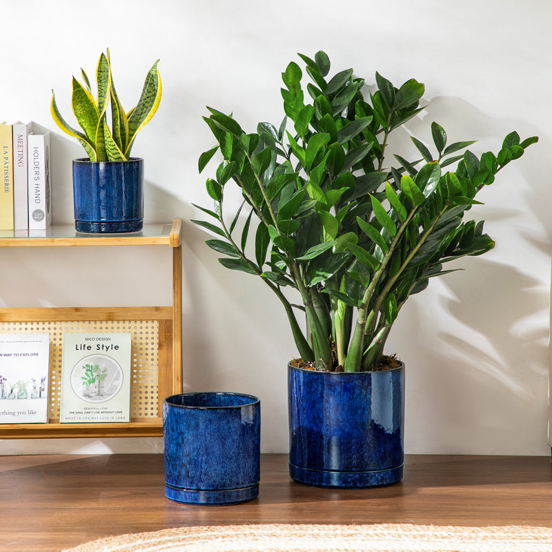 FLHPOT Ceramic Pot Planter, Blue