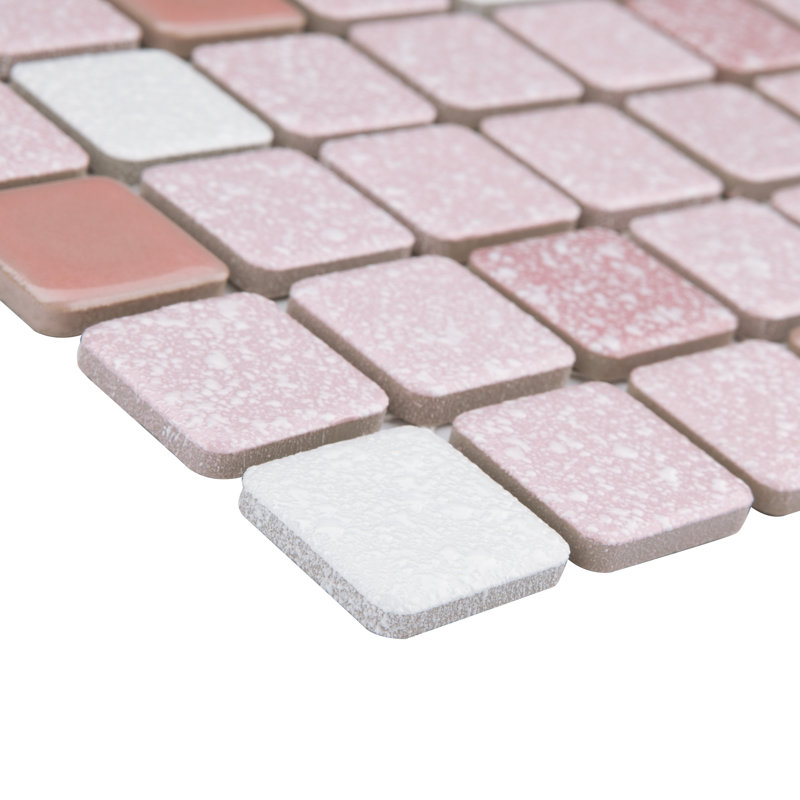 Carreau de mosaïque en porcelaine Crystalline, Rose / blanc