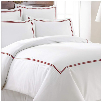 500TC Cotton Double Embroidery Sateen Solid Duvet Cover Set