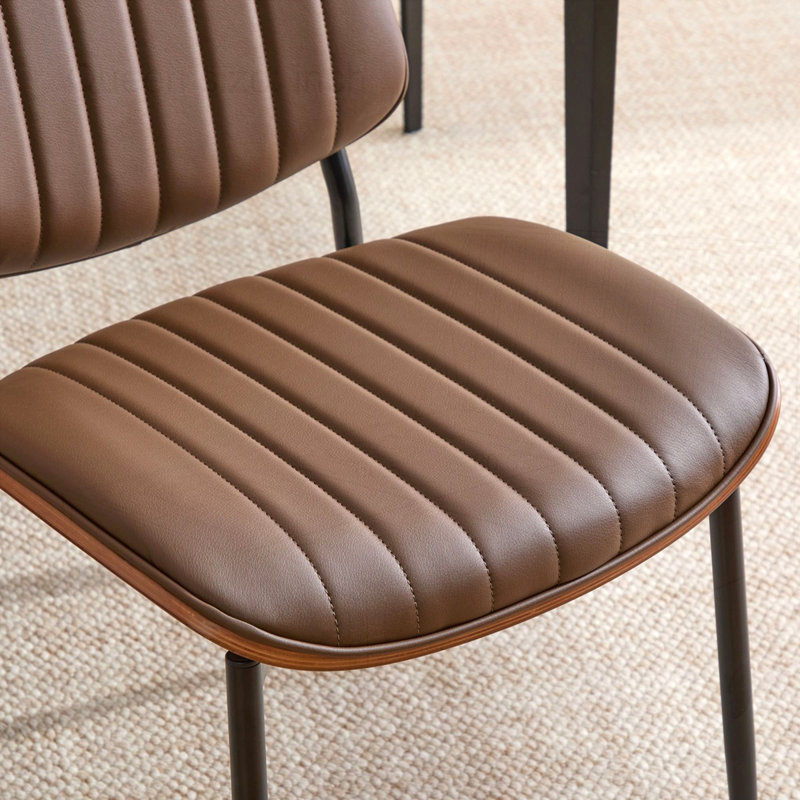 Ensemble de chaises en similicuir rétro Mid-Century, Brun