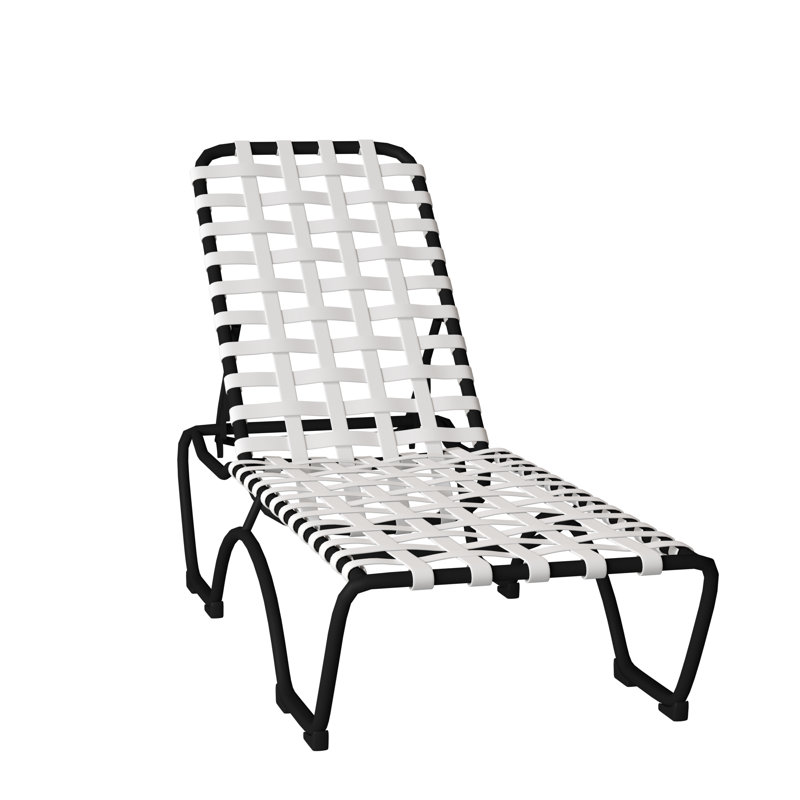 Kahana Outdoor Metal Chaise Lounge, Obsidian, Snow Vinyl