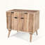 Élégante armoire à 2 portes et 2 tiroirs avec finition naturelle en bois de manguier