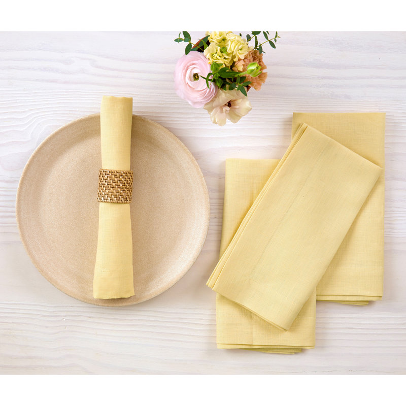 100% Pure Linen Dinner Napkins - Fete, Golden Straw