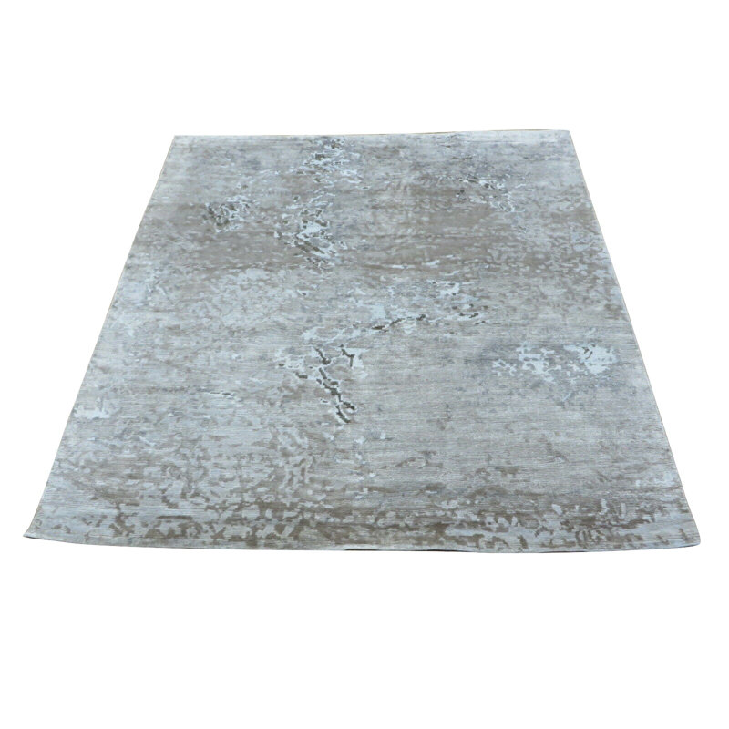 Tapis gris noué à la main de conception unique 6 pi x 6 pi 2 po Diona