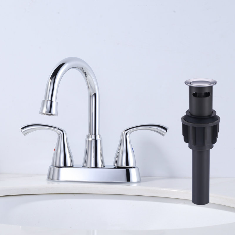 2-handle Bathroom Faucet with Drain Assembly, Chrome