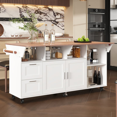 Chariot de cuisine polyvalent avec plateau extensible et 6 roulettes verrouillables