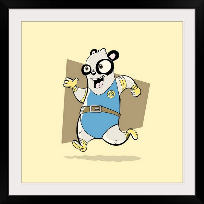 « panda-superhero animal art », impression, Cadre noir, H 24 po x l 24 po x P 1 po
