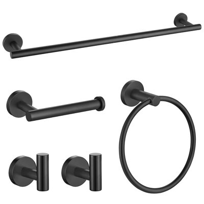 5-Piece Bath Hardware Set Accessories With Towel Bar Towel Hook Toilet Paper Holder And Towel Ring 
