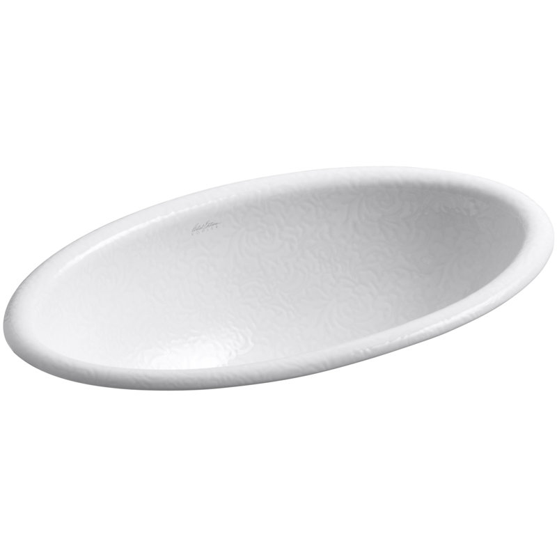 Lavabo de salle de bain ovale en porcelaine vitrifiée avec trop-plein Garland ™, Blanc