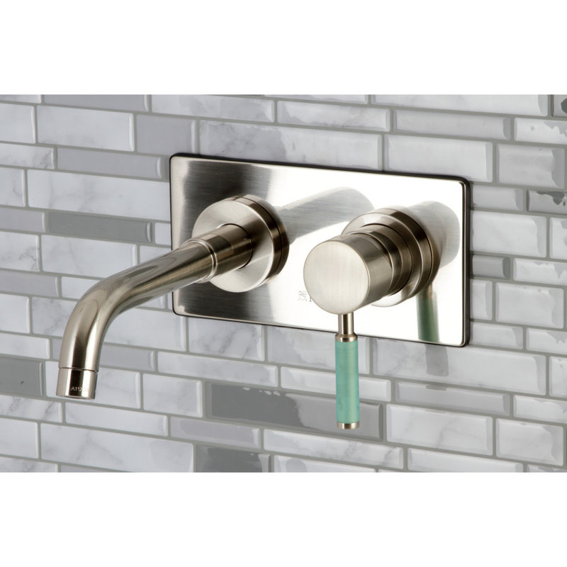Kingston Brass Kaiser Single-Handle 2-Hole Wall Mount Bathroom Faucet, Brushed Nickel