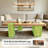 Solid Wood Coffee Table, Walnut Finish Rustic Rectangular Low Table with Thick Top and Panel Legs for Living Room