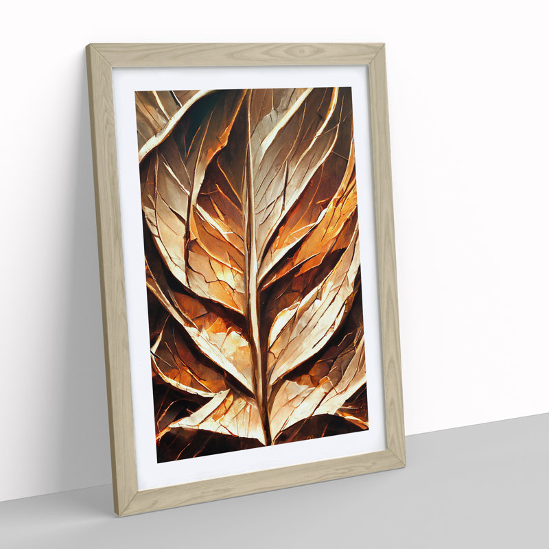 Abstract Autumn Leaf No.5 - Single Picture Frame Print, 64cm H x 46cm W, Oak