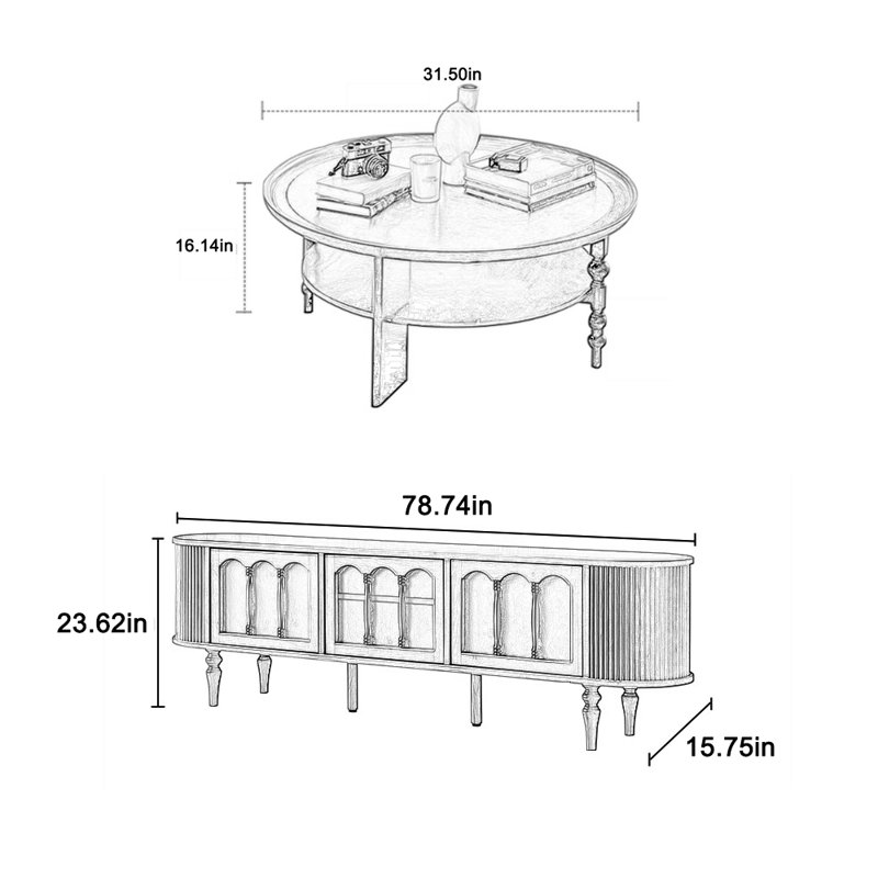 Élégante table basse ovale pour meuble télé