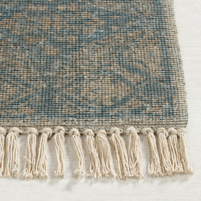 Tapis bohème touffeté à la main avec pampilles, Rectangle 3 pi x 5 pi