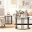 Round Coffee Tables, Nesting Tables with Top 60*60*47 cm Tempered Glass 2 Pieces Nesting Coffee Table Black Nesting Design