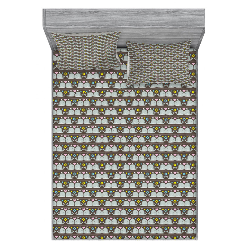 Microfiber Striped Sheet Set, Queen Sheet Set with Fitted Sheet